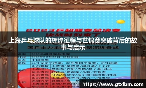 上海乒乓球队的辉煌征程与世锦赛突破背后的故事与启示