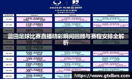 蓝田足球比赛直播精彩瞬间回顾与赛程安排全解析